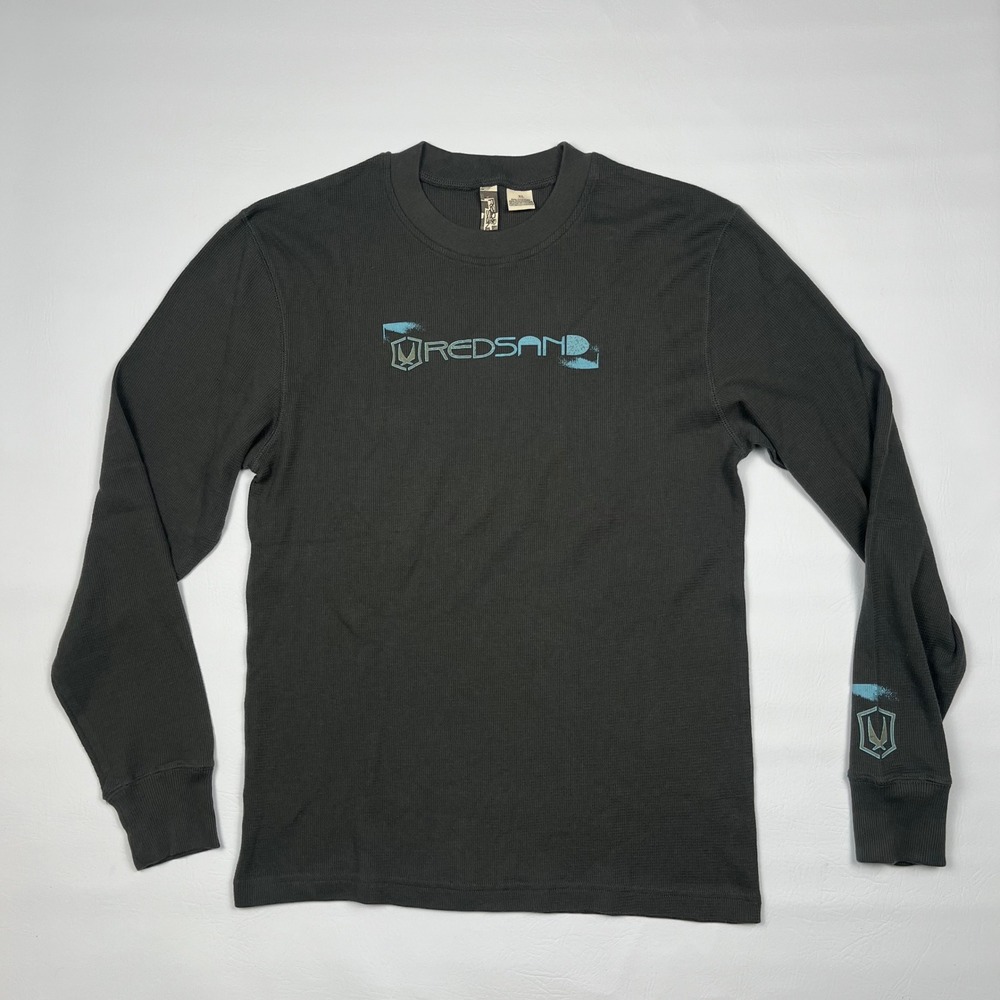 Redsand Thermal Long Sleeve Shirt Mens XL Gray Waffle Knit Logo Skate Y2K